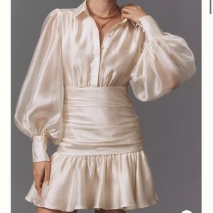 Bardot Milani Drop-Waist Organza Mini Shirt Dress